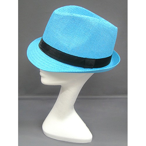 Fedora Straw Hat - Aqua Blue - HT-1188AQ